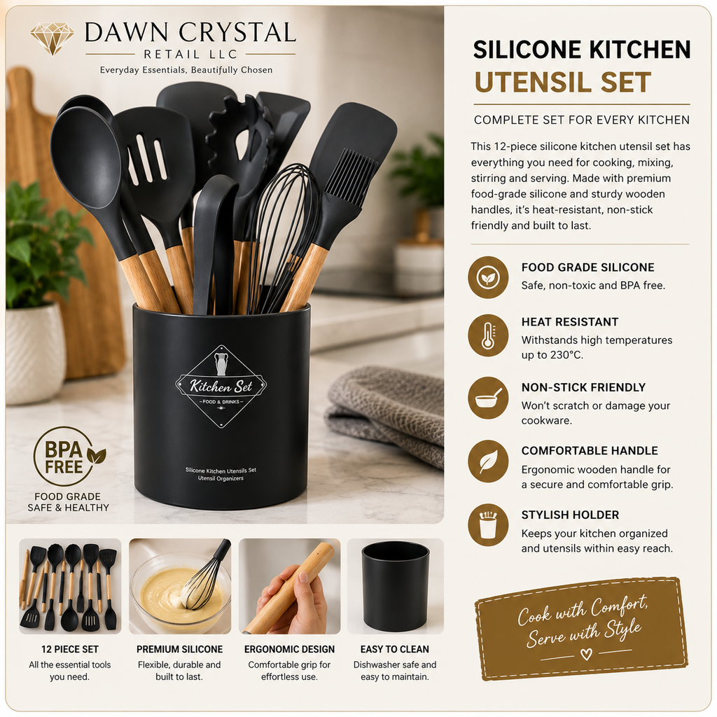 Modern Utensil Set on Marble Countertop