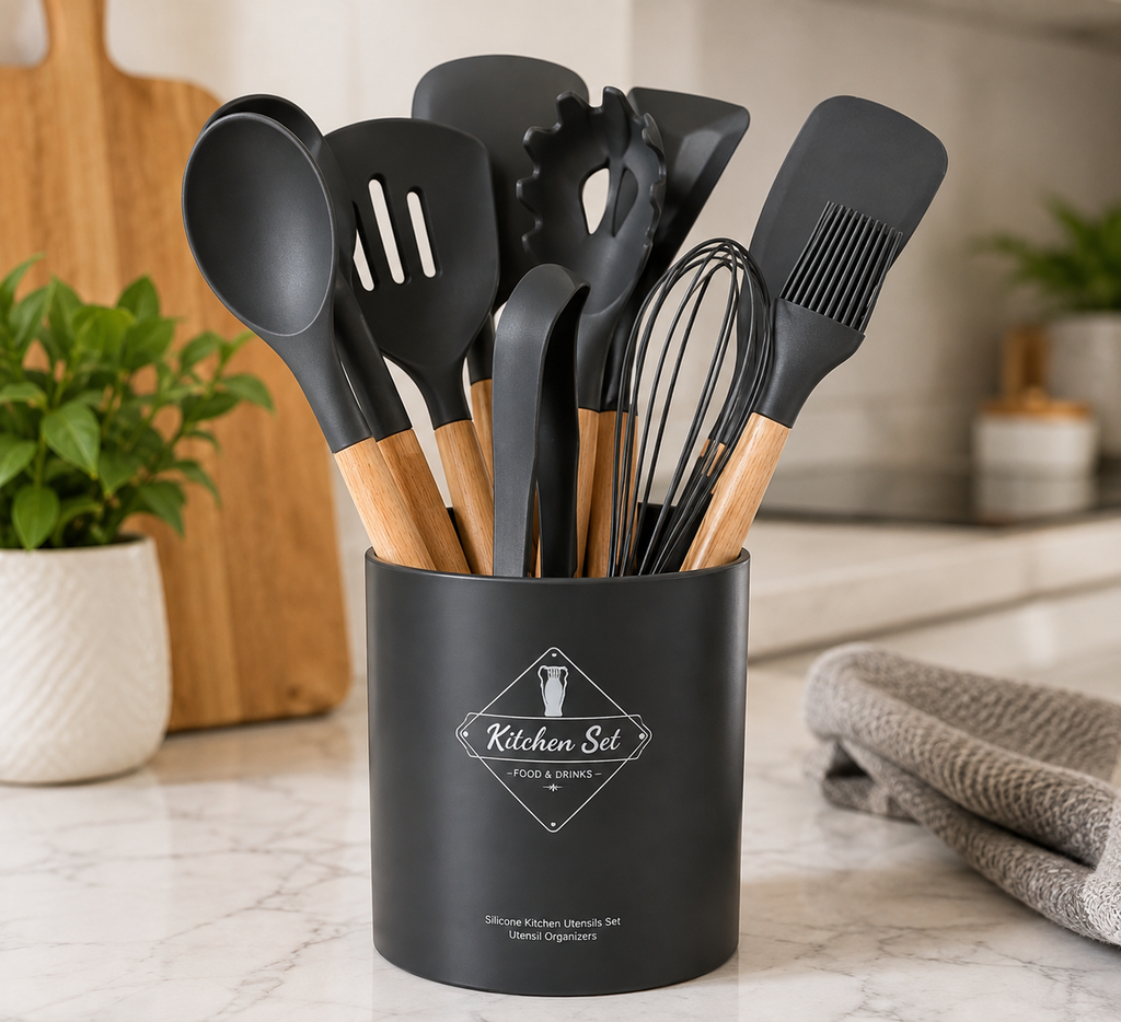 Modern Utensil Set on Marble Countertop