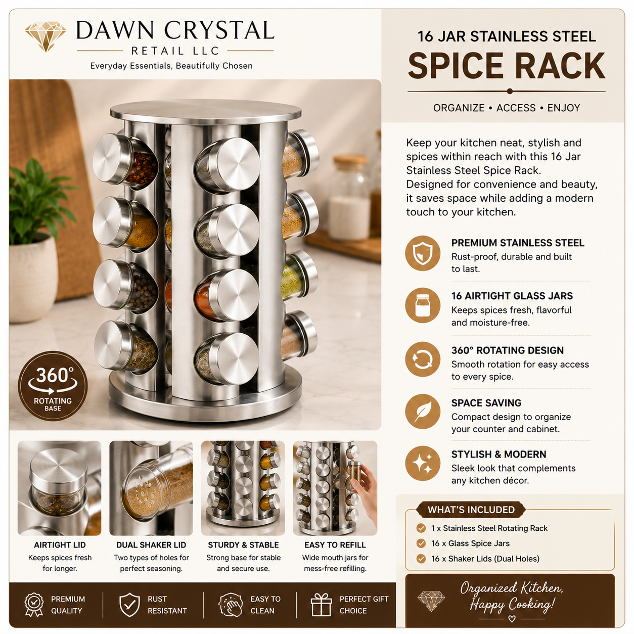 Modern Stainless Steel Spice Carousel