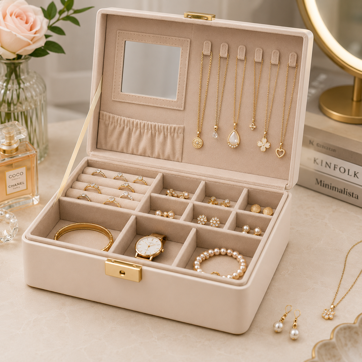 Elegant Jewelry Organizer Vanity Scene